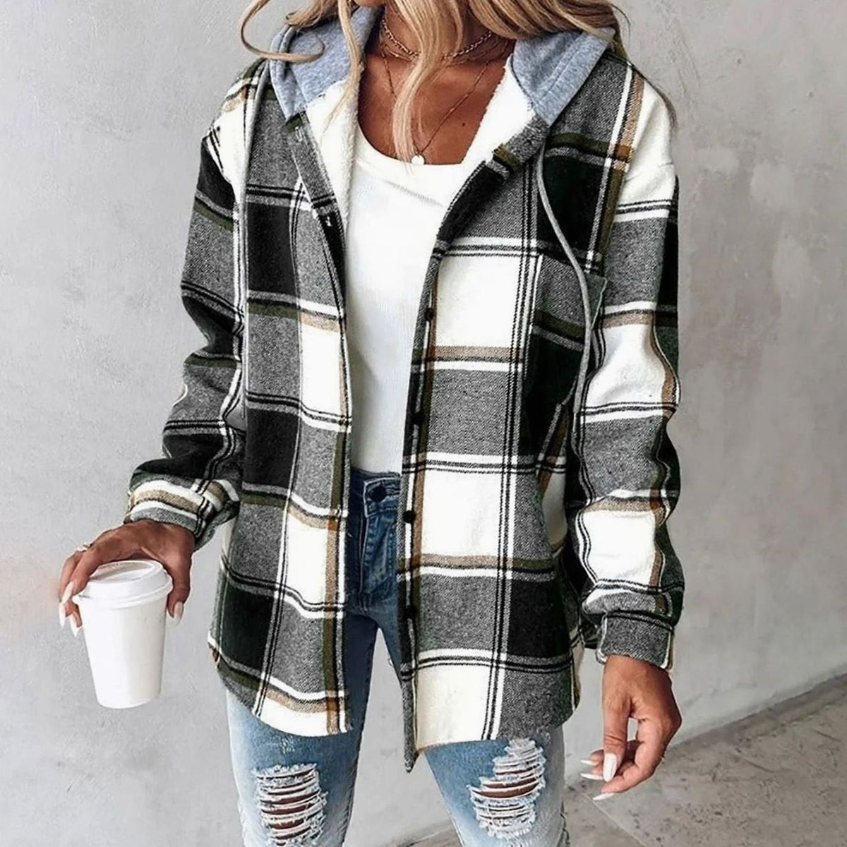 Margot | Women's Plaid Hooded Jacket with Relaxed Fit