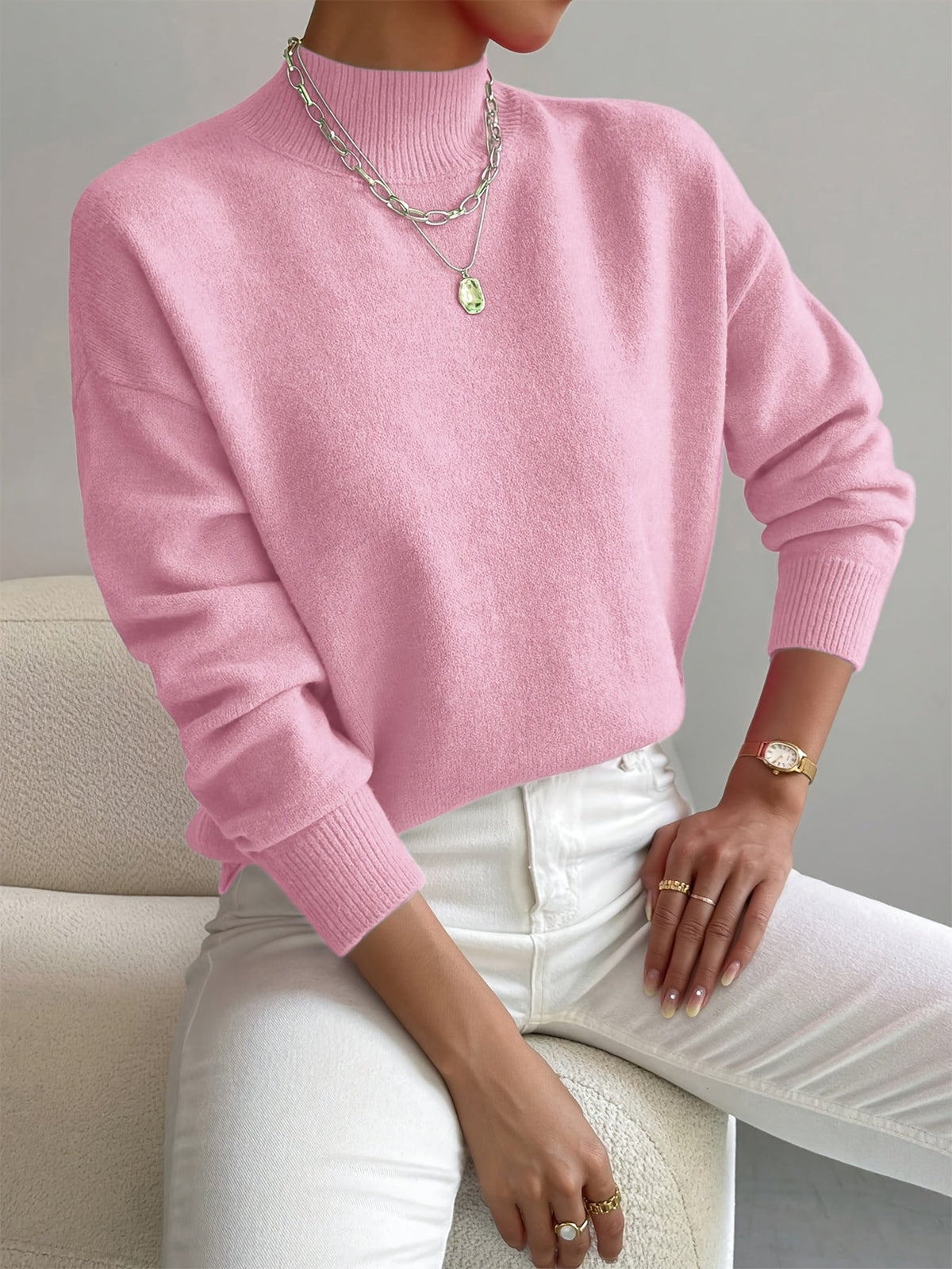 Women's Sweater | Crew Neck with Ribbed Cuff