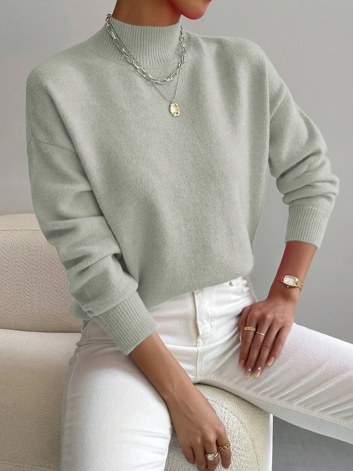 Women's Sweater | Crew Neck with Ribbed Cuff