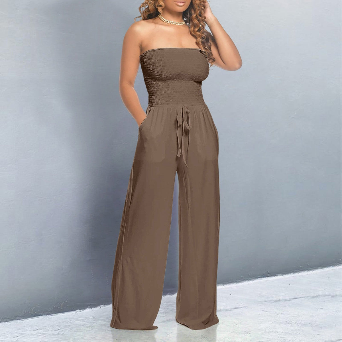Women's Jumpsuit | Strapless Wide Leg