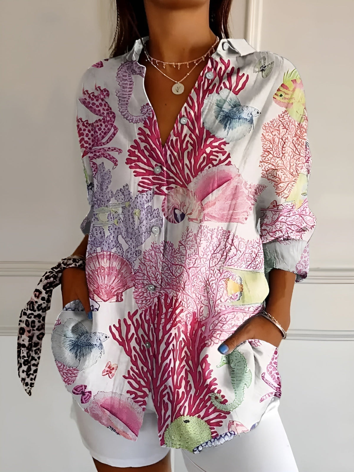 Women’s Blouse | Button-Front with Prints