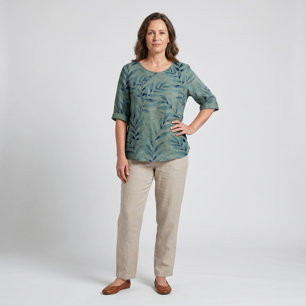 Woman’s Blouse | Printed Asymmetric Button