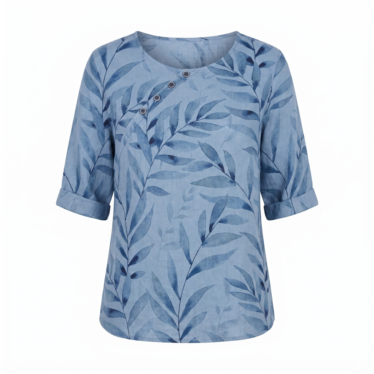 Woman’s Blouse | Printed Asymmetric Button