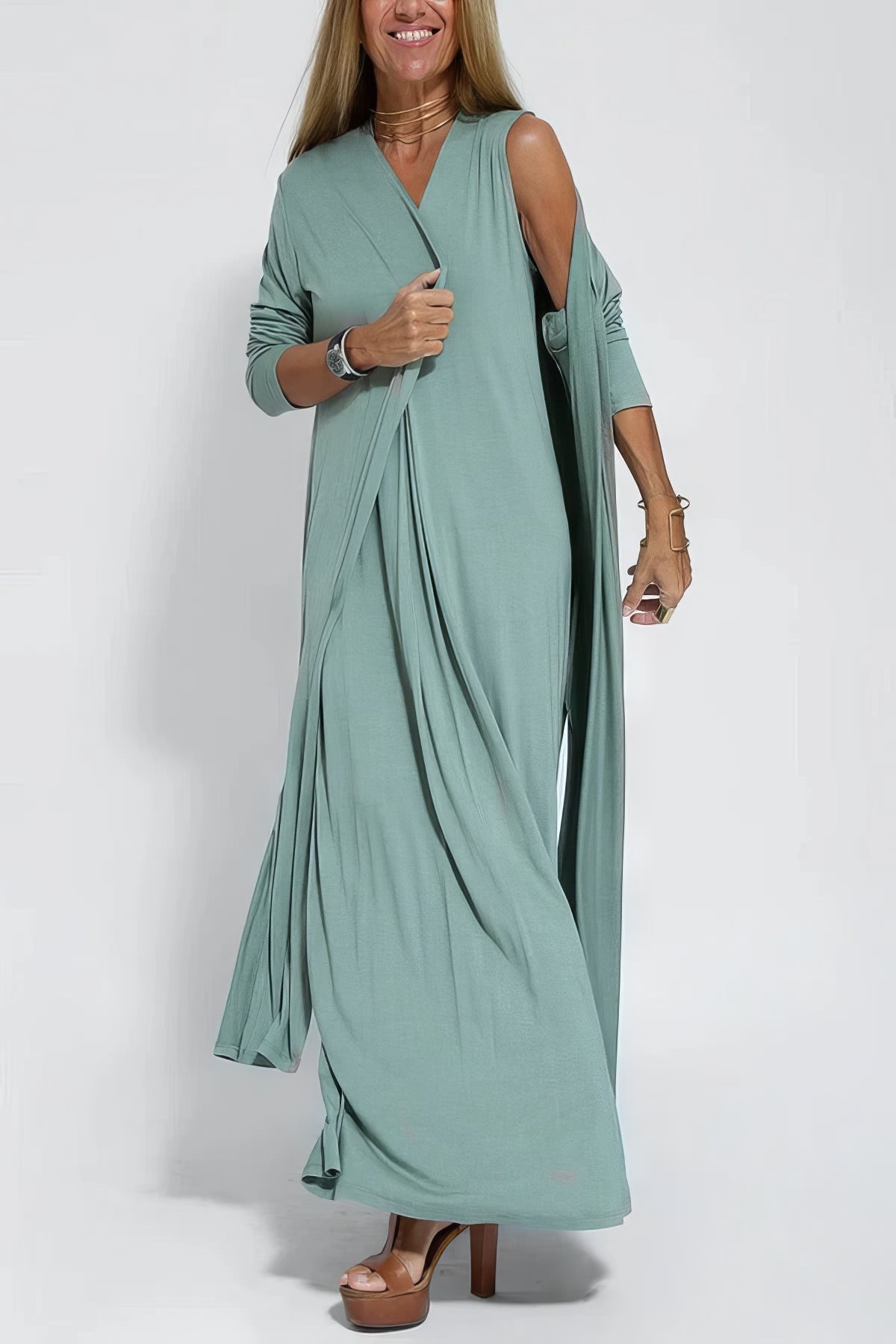 Women's Dress  | Layered Maxi with Cardigan